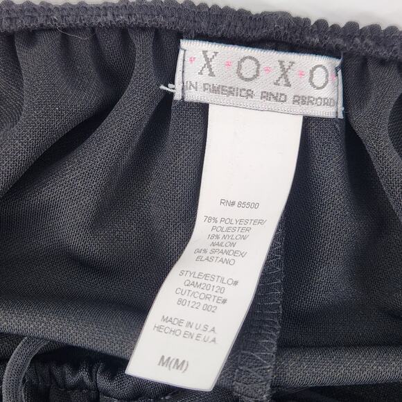 XOXO Madison Keyhole Tie Mini Dress Size Medium Black Cut Out Sleeves Y2K 90s - Picture 4 of 8